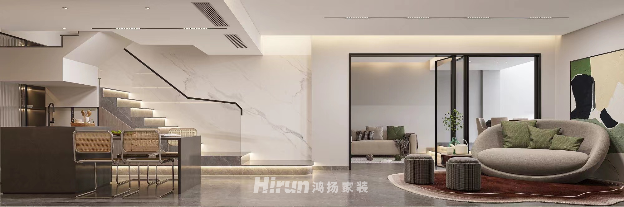 翹楚棠180㎡雅致現代疊墅 裝修案例效果圖-3