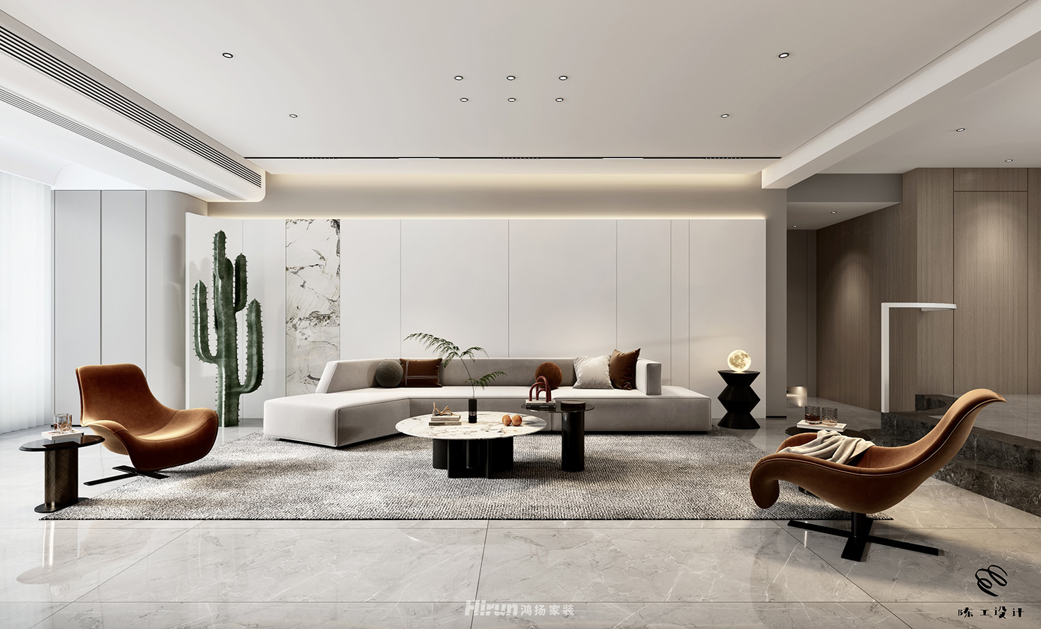 八方小區218㎡雅致現代大平層 裝修案例效果圖-3