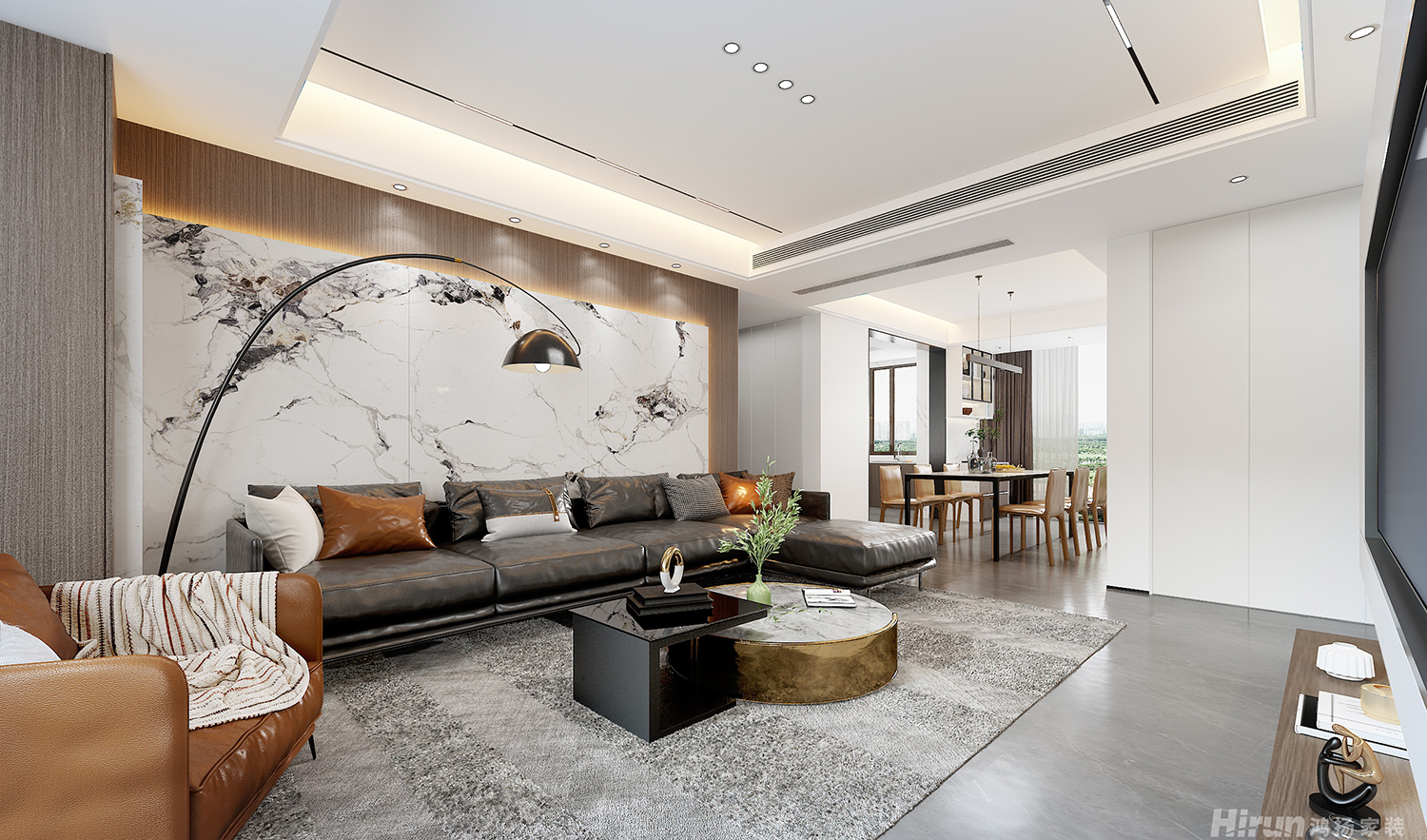 湘江府140㎡雅致現代四居室 裝修案例效果圖-2