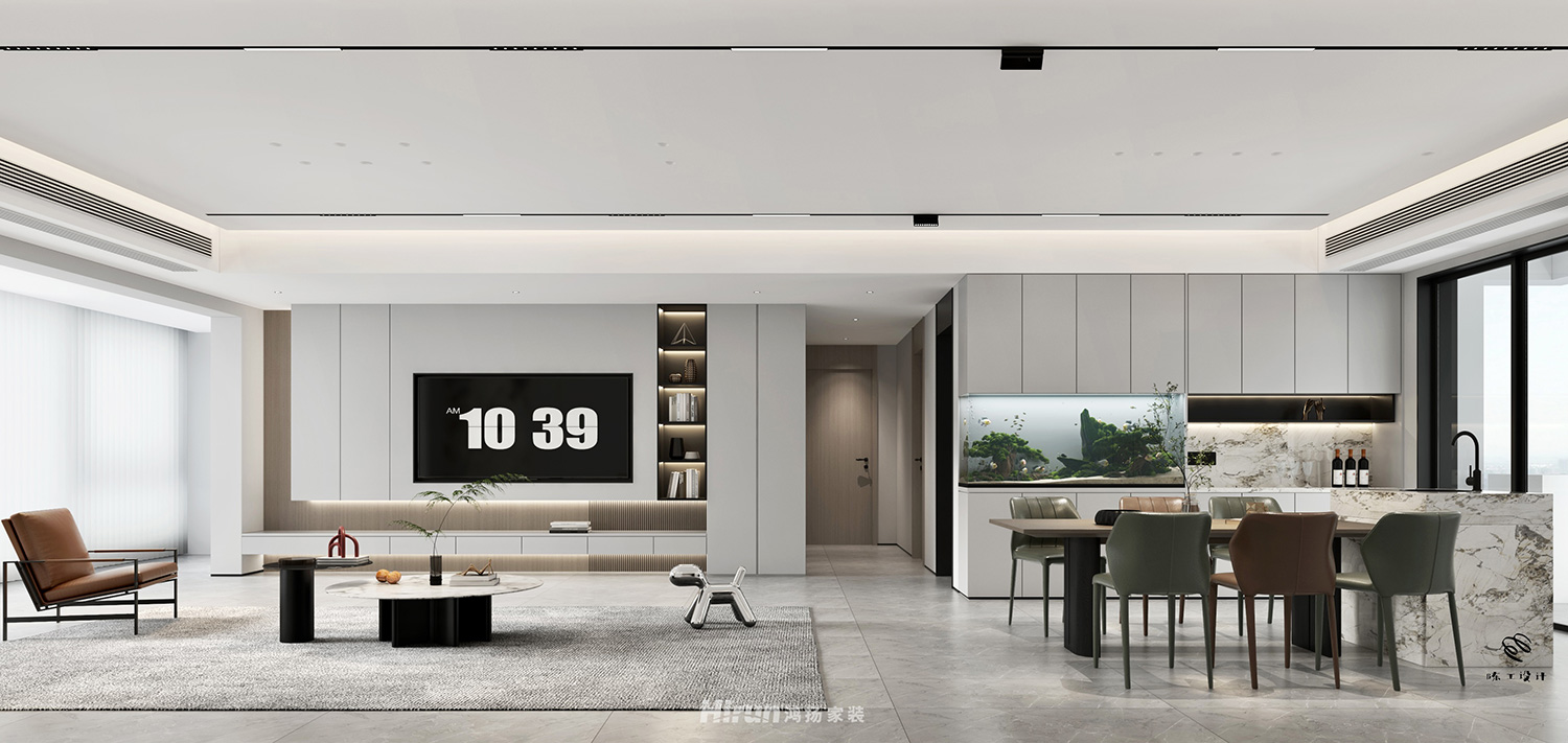 招商雍山湖194㎡雅致現代大平層 裝修案例效果圖-2