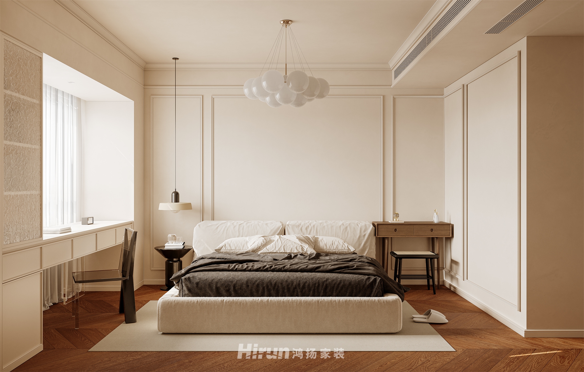 建發(fā)玖洲和璽113㎡復古風潮三居室 裝修案例效果圖-3