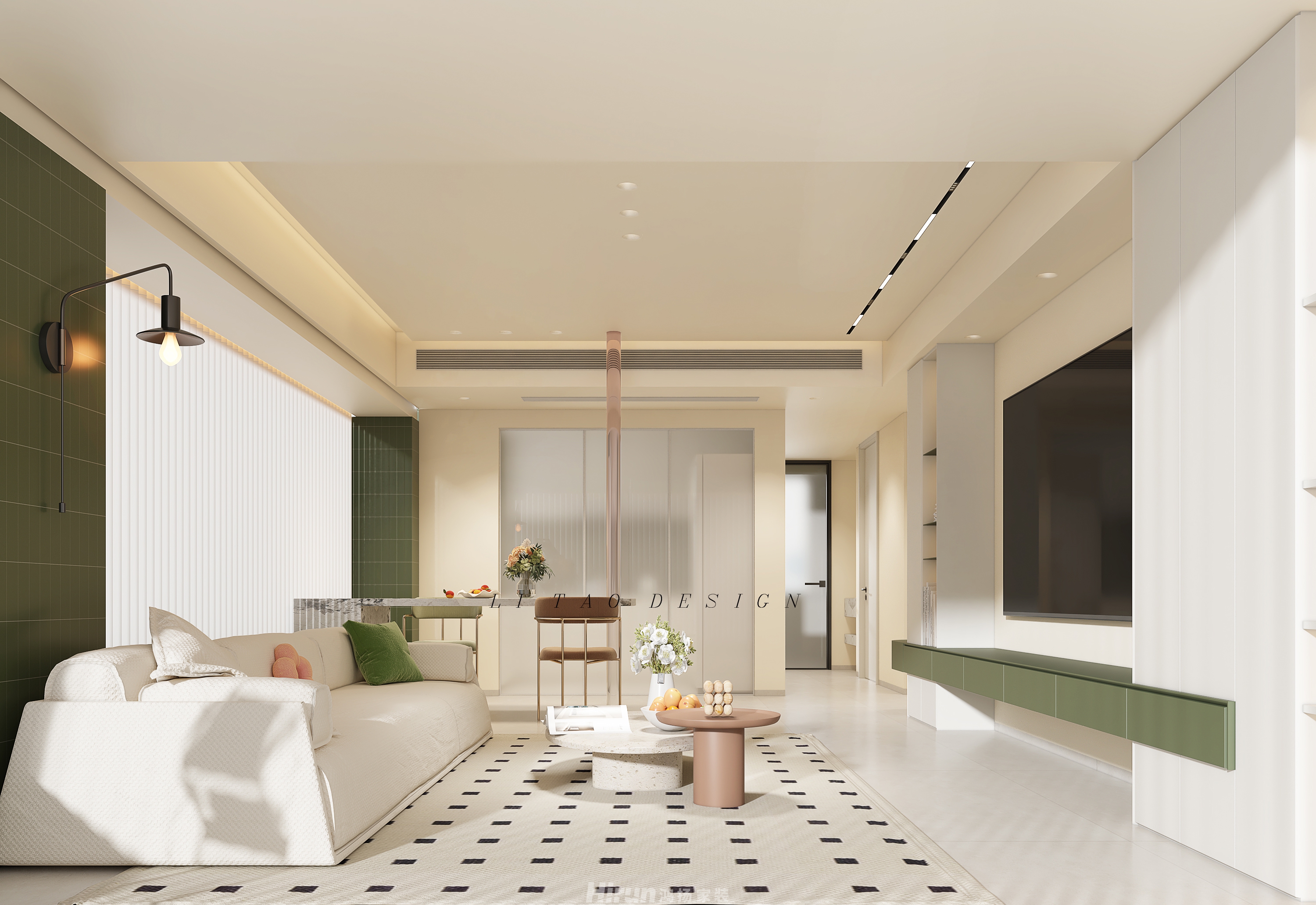 金茂國際社區128㎡優雅繽紛四居室 裝修案例效果圖-3