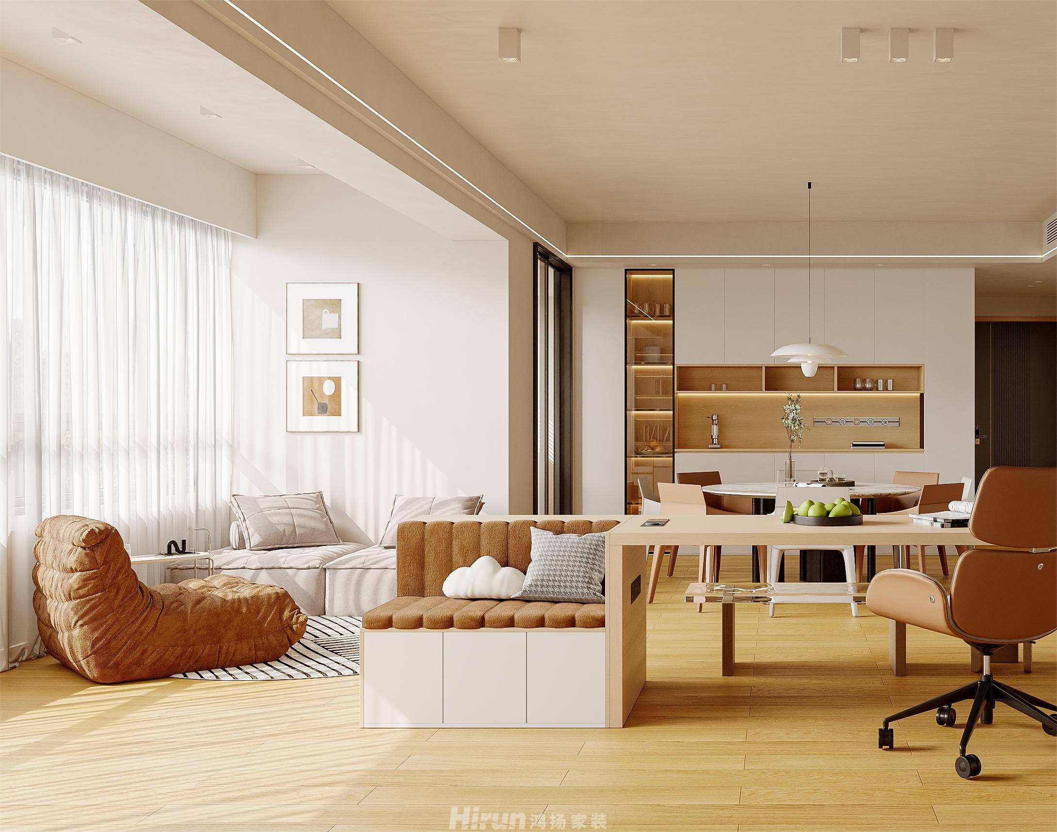 萬(wàn)象公園188㎡北歐之光大平層 裝修案例效果圖-4