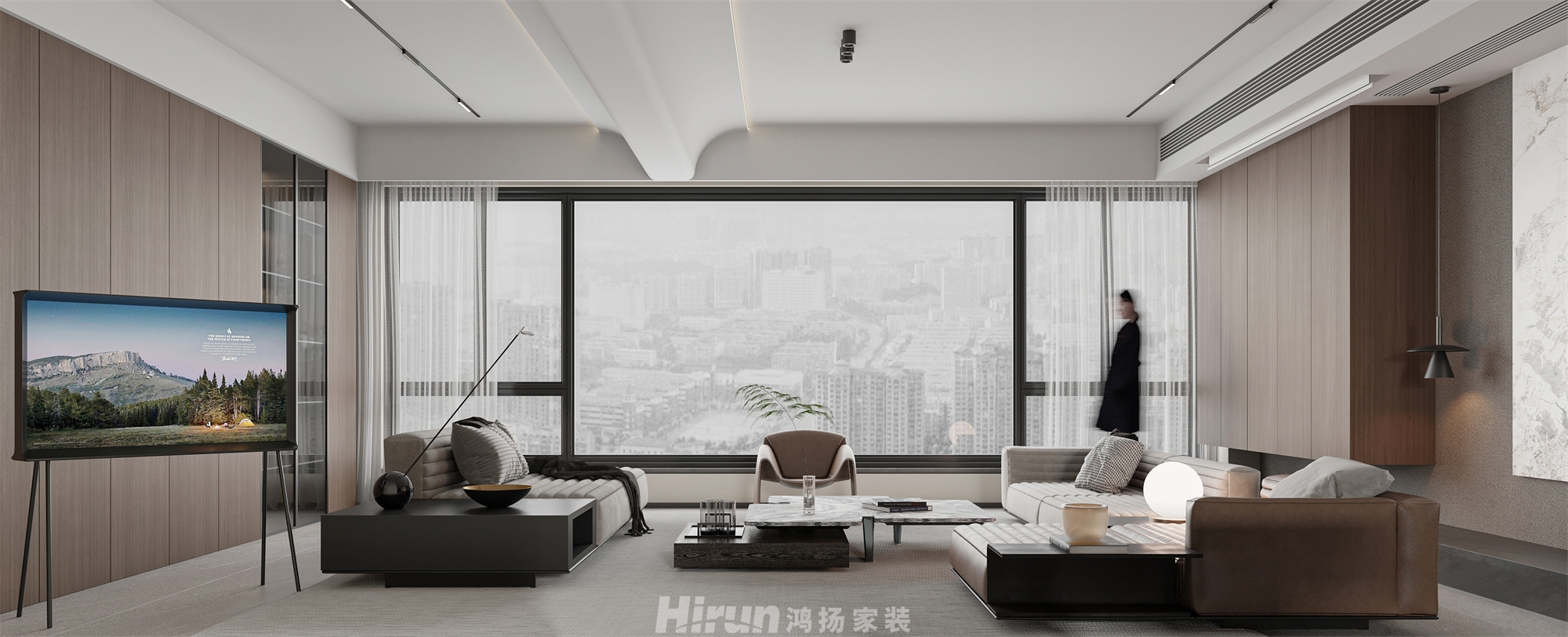 建發玖洲和璽140㎡雅致現代四居室 裝修案例效果圖-1