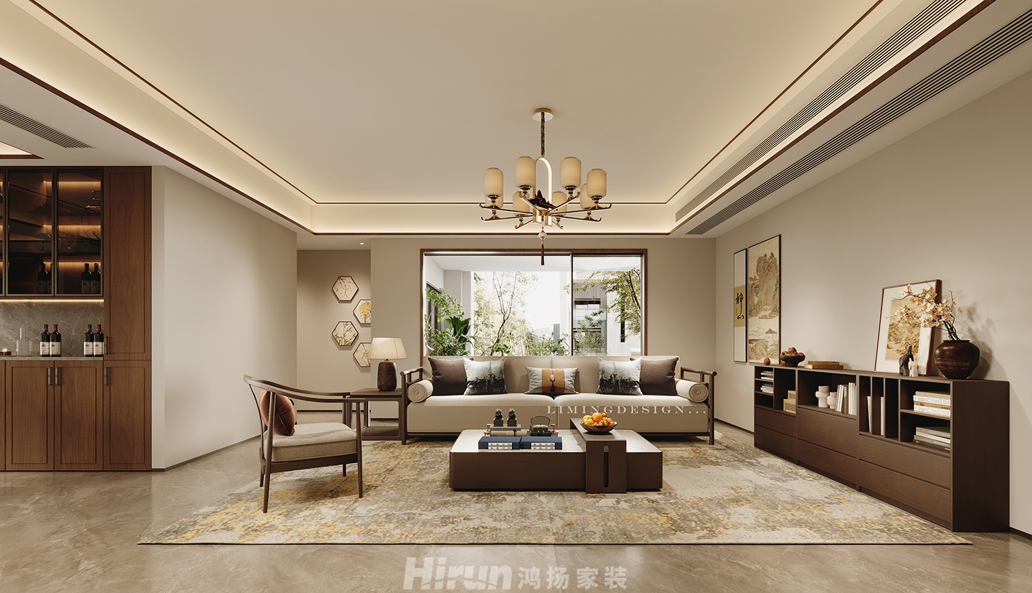 福天藏郡院子220㎡復合寫意大平層 裝修案例效果圖-2