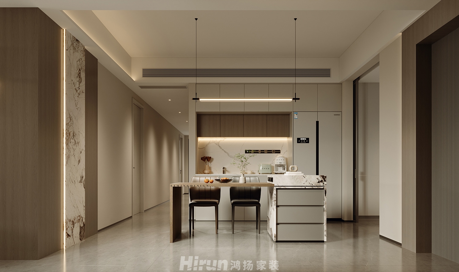 金土地第一灣225㎡雅致現(xiàn)代大平層 裝修案例效果圖-3