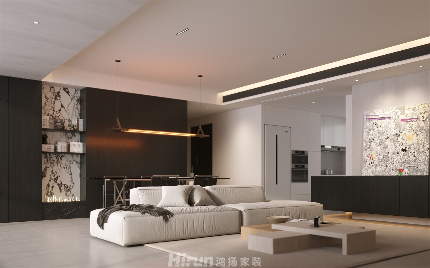 汀海一品142㎡雅致現(xiàn)代四居室 裝修案例效果圖-5