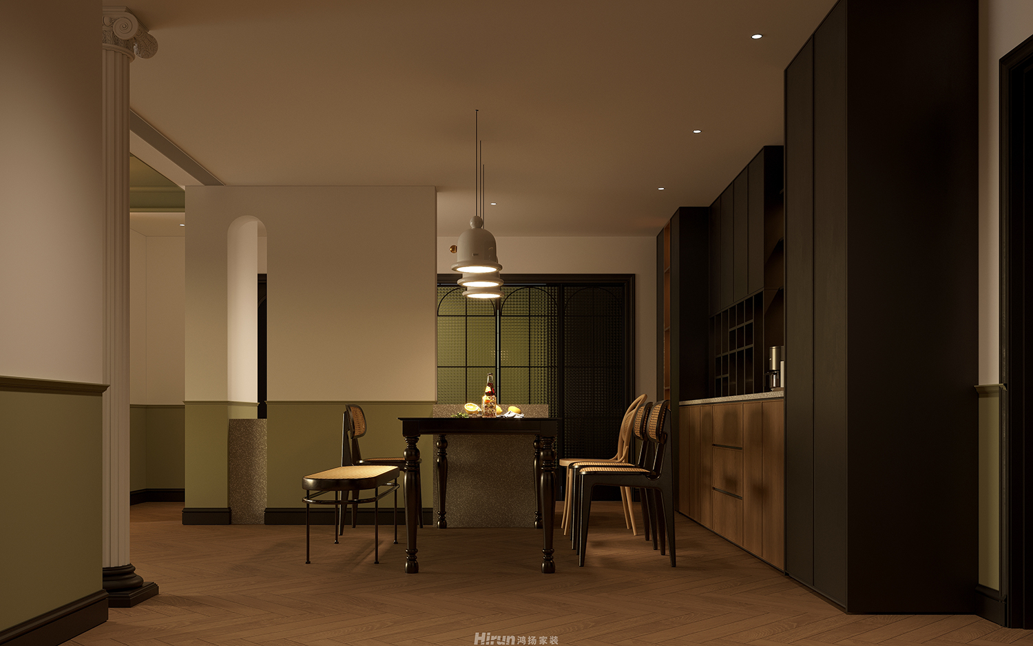 高峰璟麟府130㎡復古風潮三居室 裝修案例效果圖-3