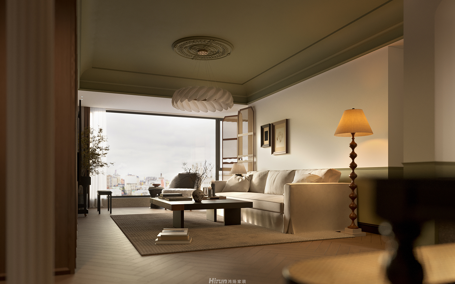 高峰璟麟府130㎡復古風潮三居室 裝修案例效果圖-5