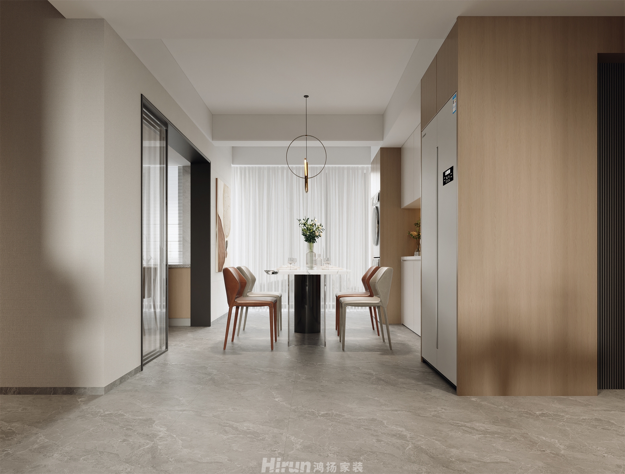 綠城·桂花城聞鶯苑140㎡雅致現代四居室 裝修案例效果圖-7