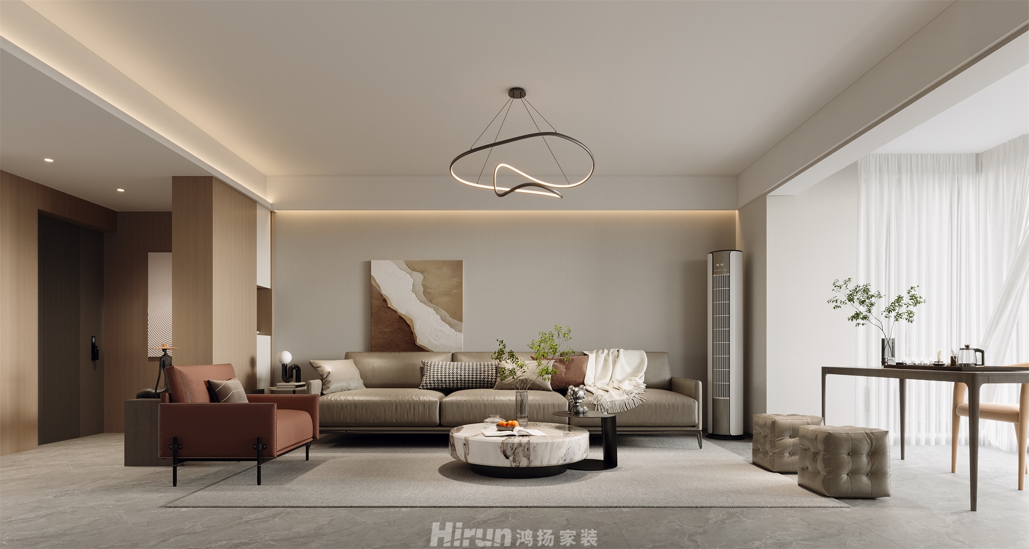 綠城·桂花城聞鶯苑140㎡雅致現代四居室 裝修案例效果圖-1