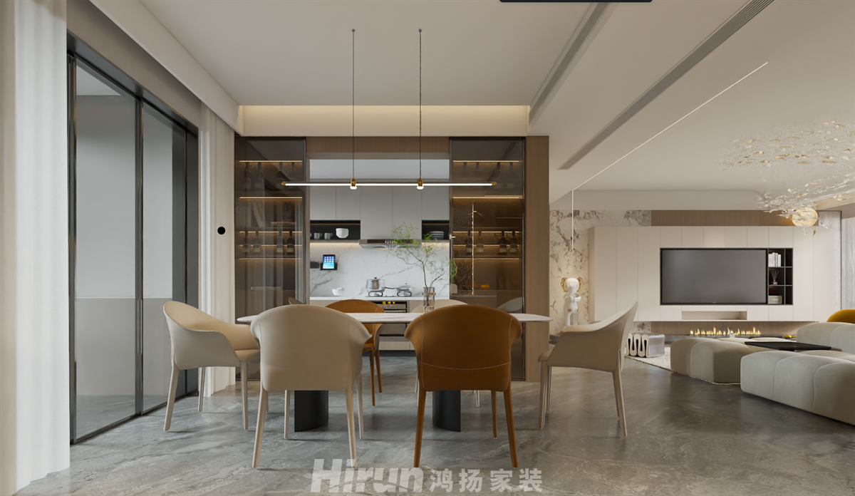 潤和湘江天地158㎡北歐之光四居室 裝修案例效果圖-4