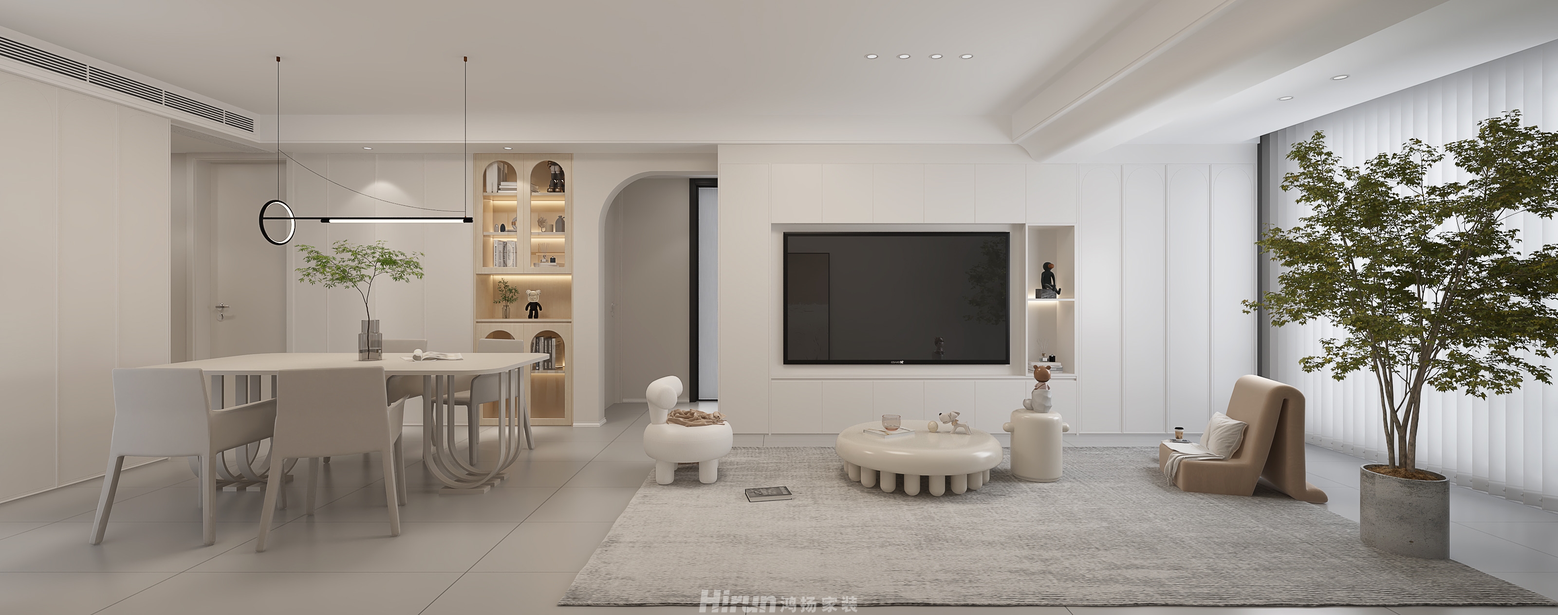 萬境水岸120㎡雅致現代三居室 裝修案例效果圖-5