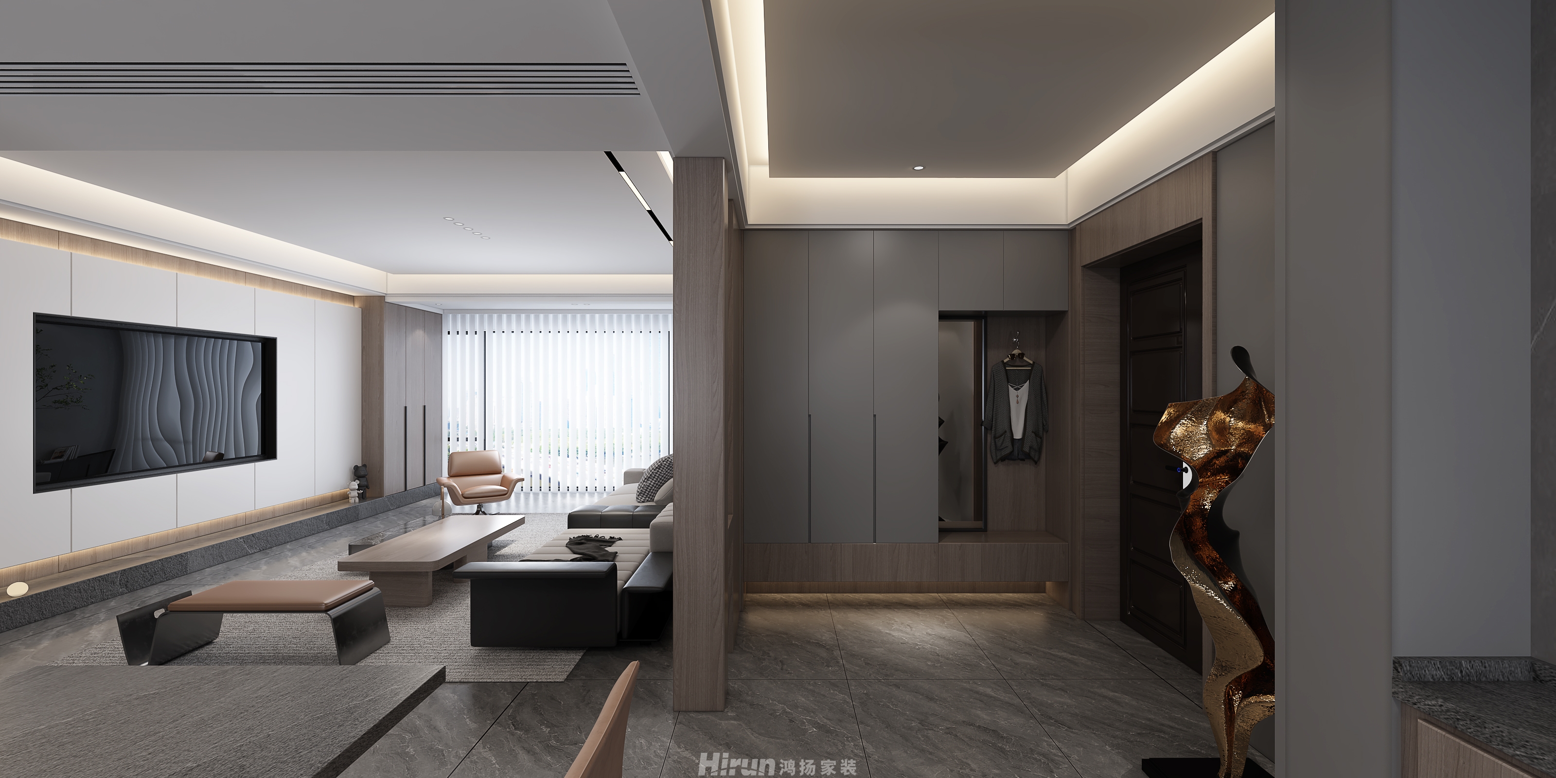 時代公館180㎡雅致現代四居室 裝修案例效果圖-7