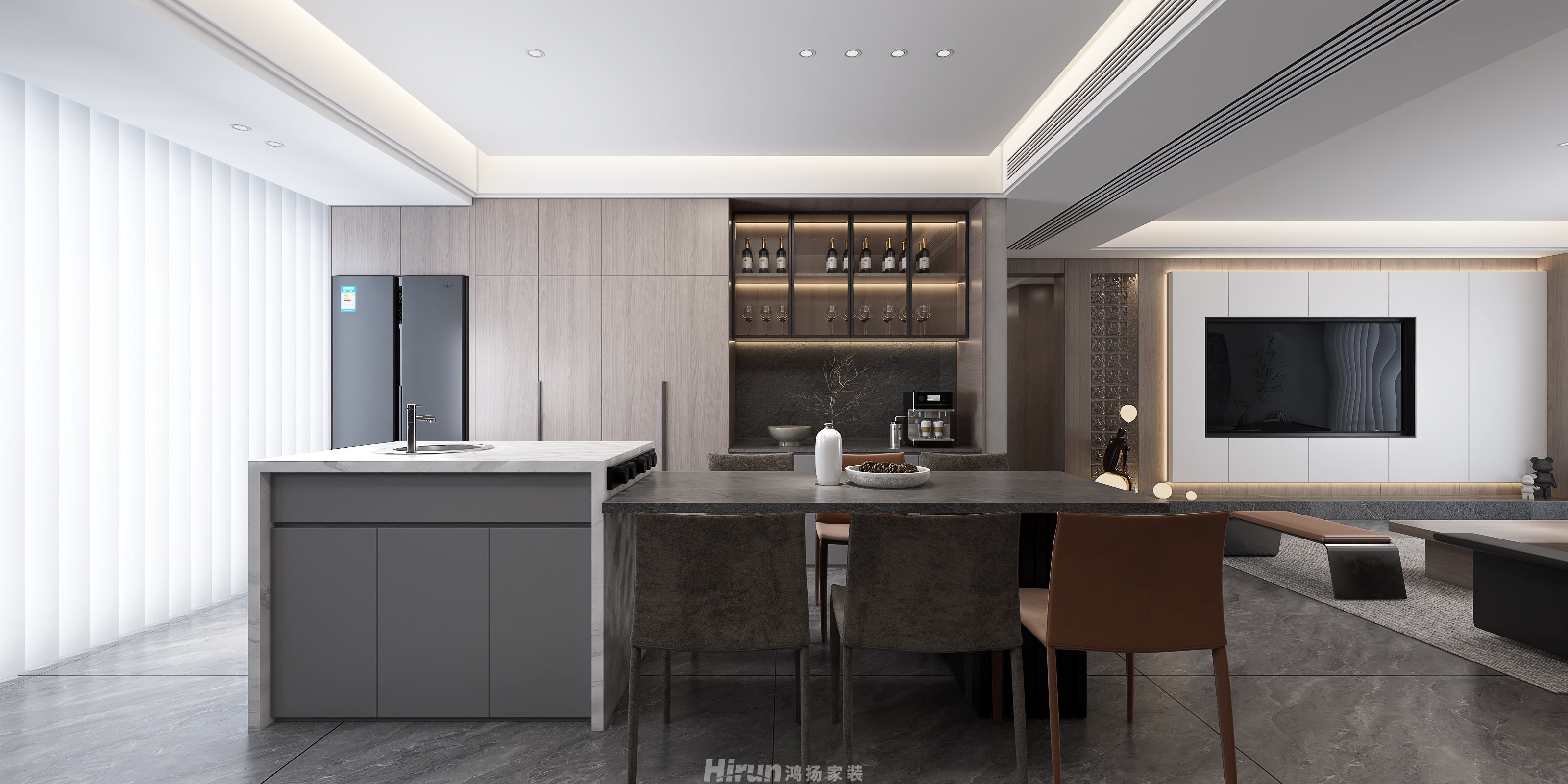 時代公館180㎡雅致現代四居室 裝修案例效果圖-8