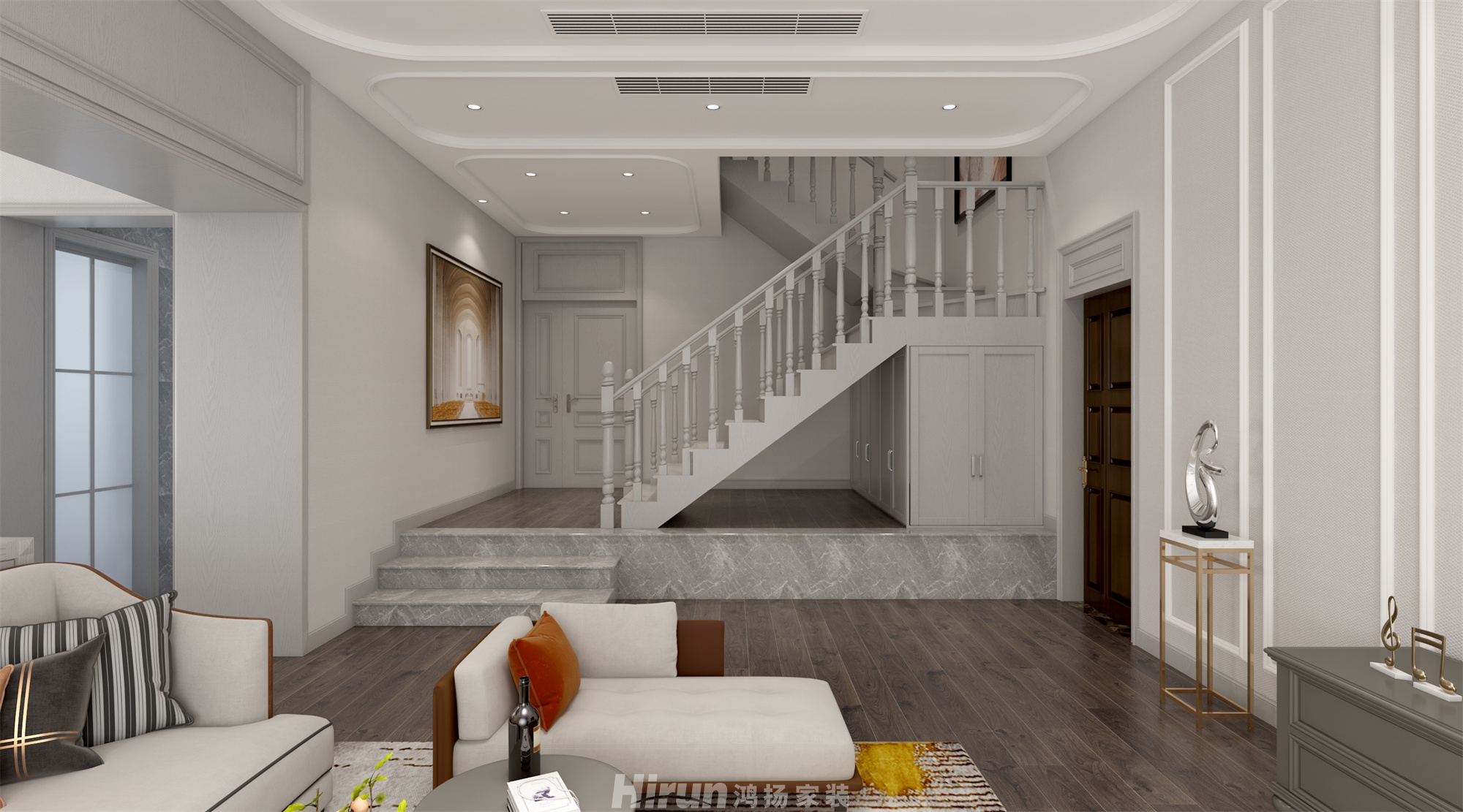 湖湘家園260㎡輕歐簡美復式 裝修案例效果圖-1