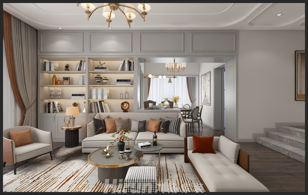 湖湘家園260㎡輕歐簡美復式 裝修案例效果圖-4