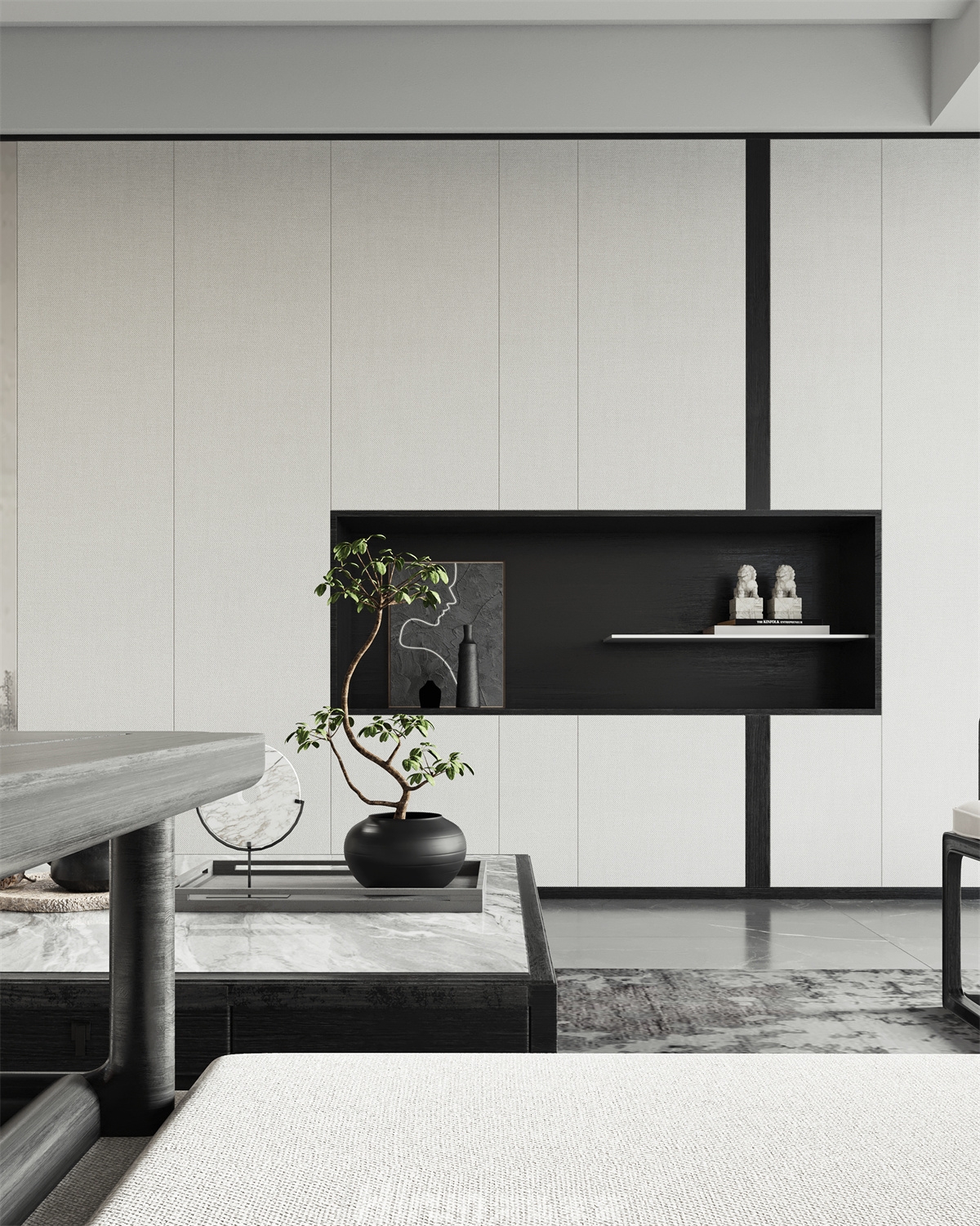 豐茂一中180㎡意境東方四居室 裝修案例效果圖-7