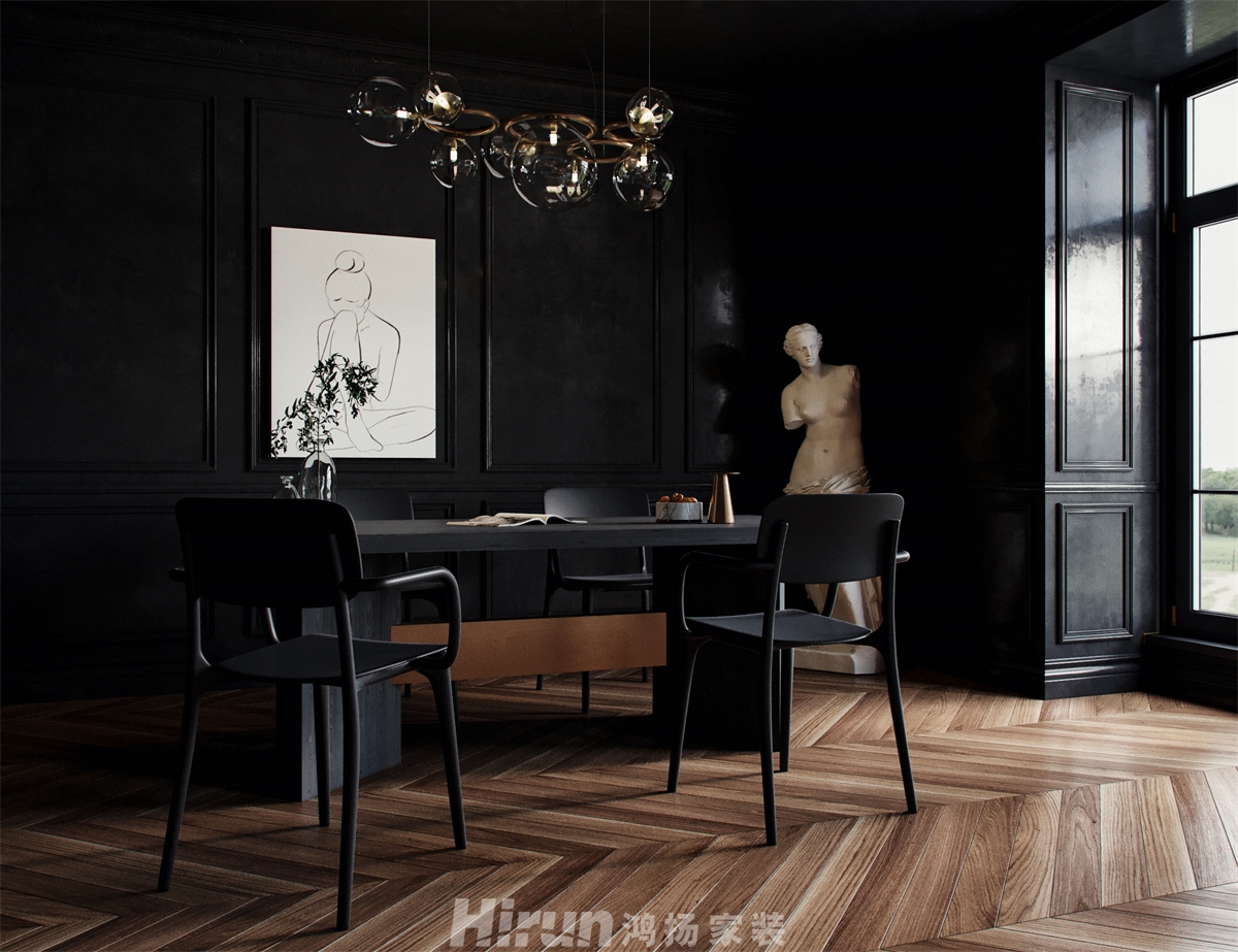 御龍灣220㎡復古風潮四居室 裝修案例效果圖-1