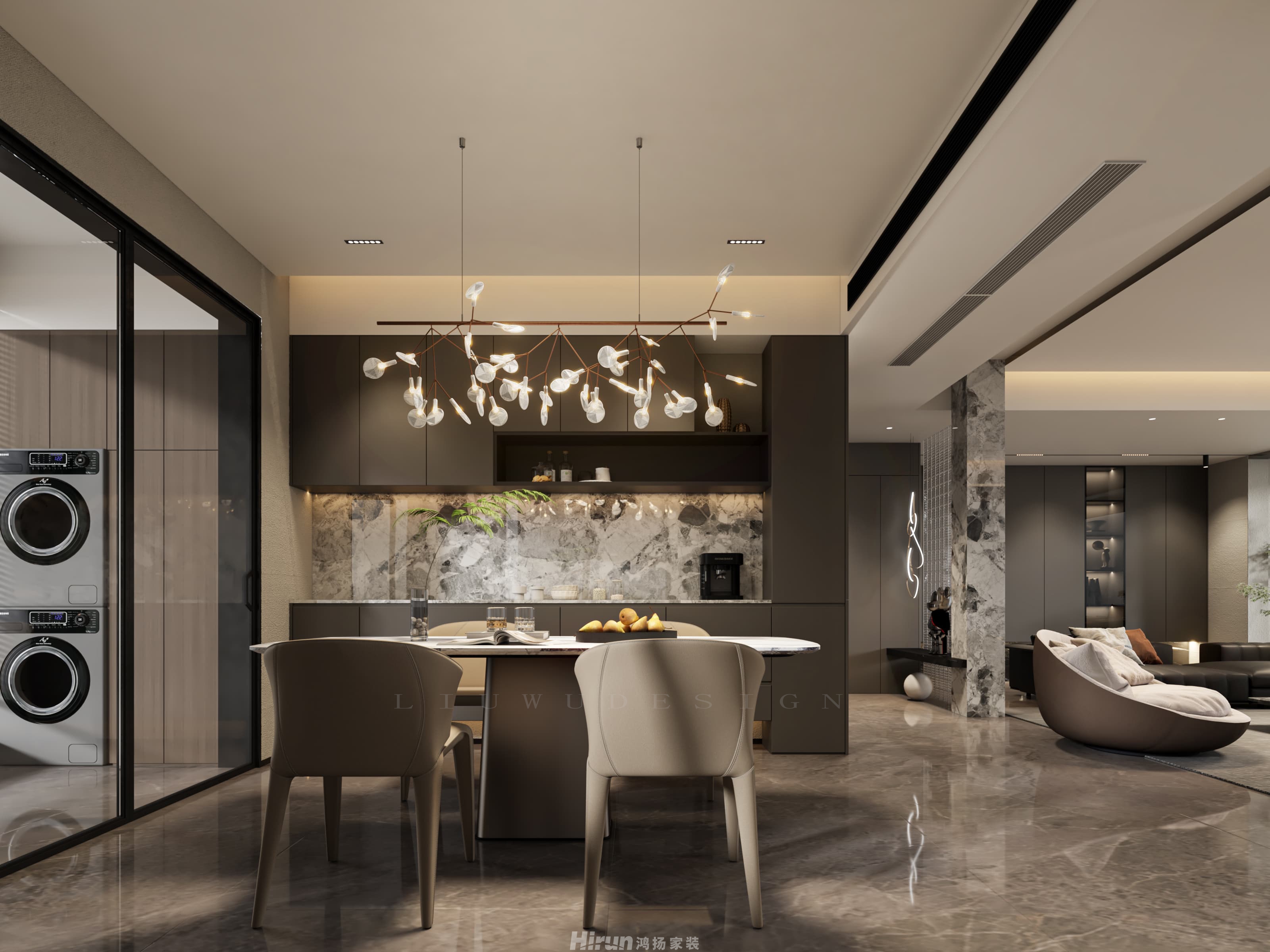 國欣向榮廣場170㎡雅致現代四居室 裝修案例效果圖-3