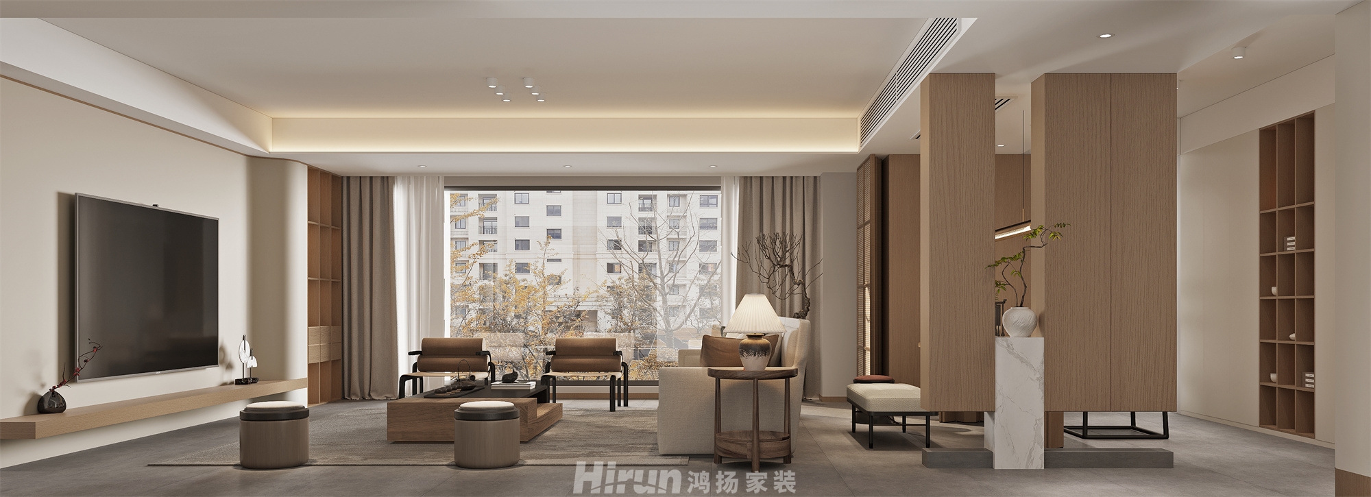 萬境松雅153㎡意境東方四居室 裝修案例效果圖-2