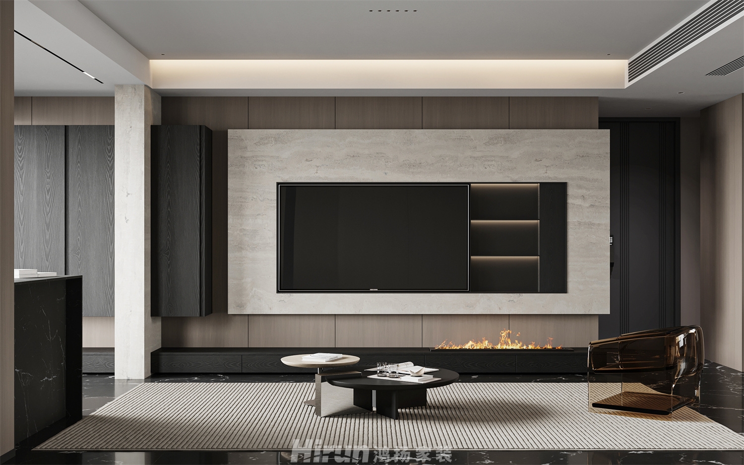 廣潤福園132㎡雅致現代三居室 裝修案例效果圖-1