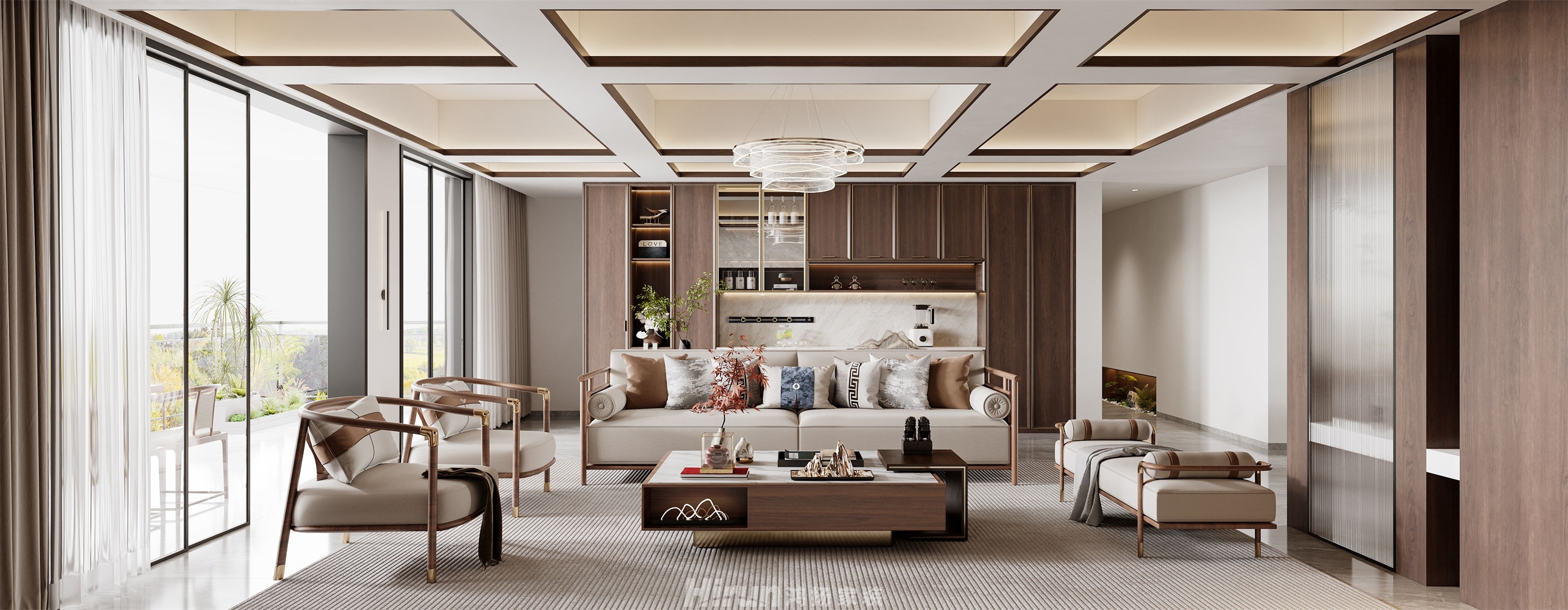 上置綠洲雅賓利146㎡意境東方四居室 裝修案例效果圖-4