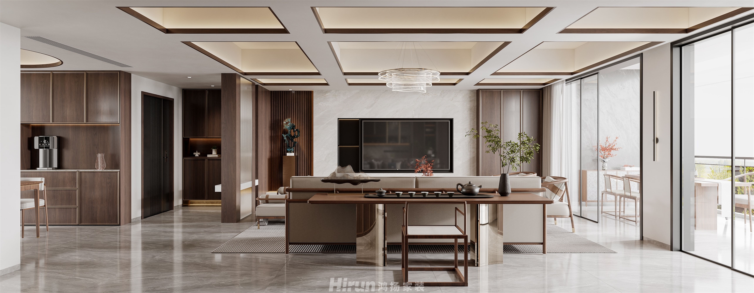 上置綠洲雅賓利146㎡意境東方四居室 裝修案例效果圖-5