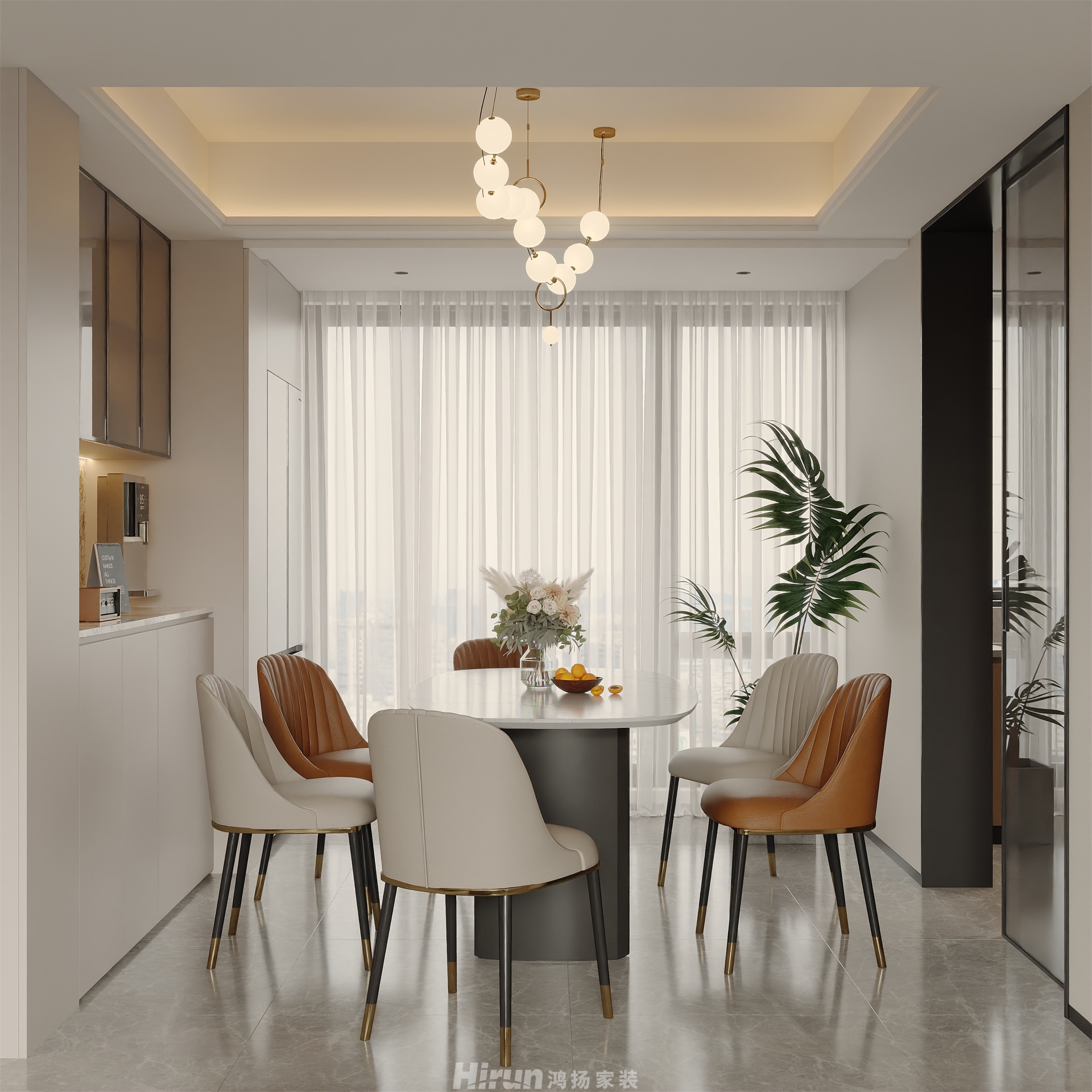 洋湖晴翠140㎡雅致現(xiàn)代四居室 裝修案例效果圖-3