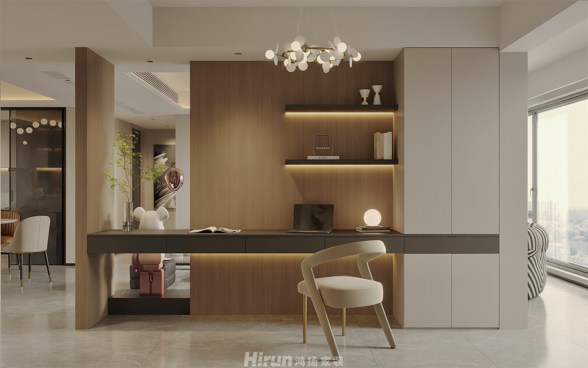 洋湖晴翠140㎡雅致現(xiàn)代四居室 裝修案例效果圖-1