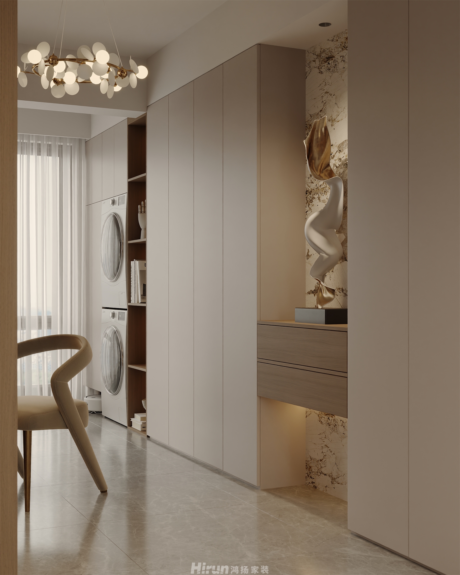 洋湖晴翠140㎡雅致現(xiàn)代四居室 裝修案例效果圖-4