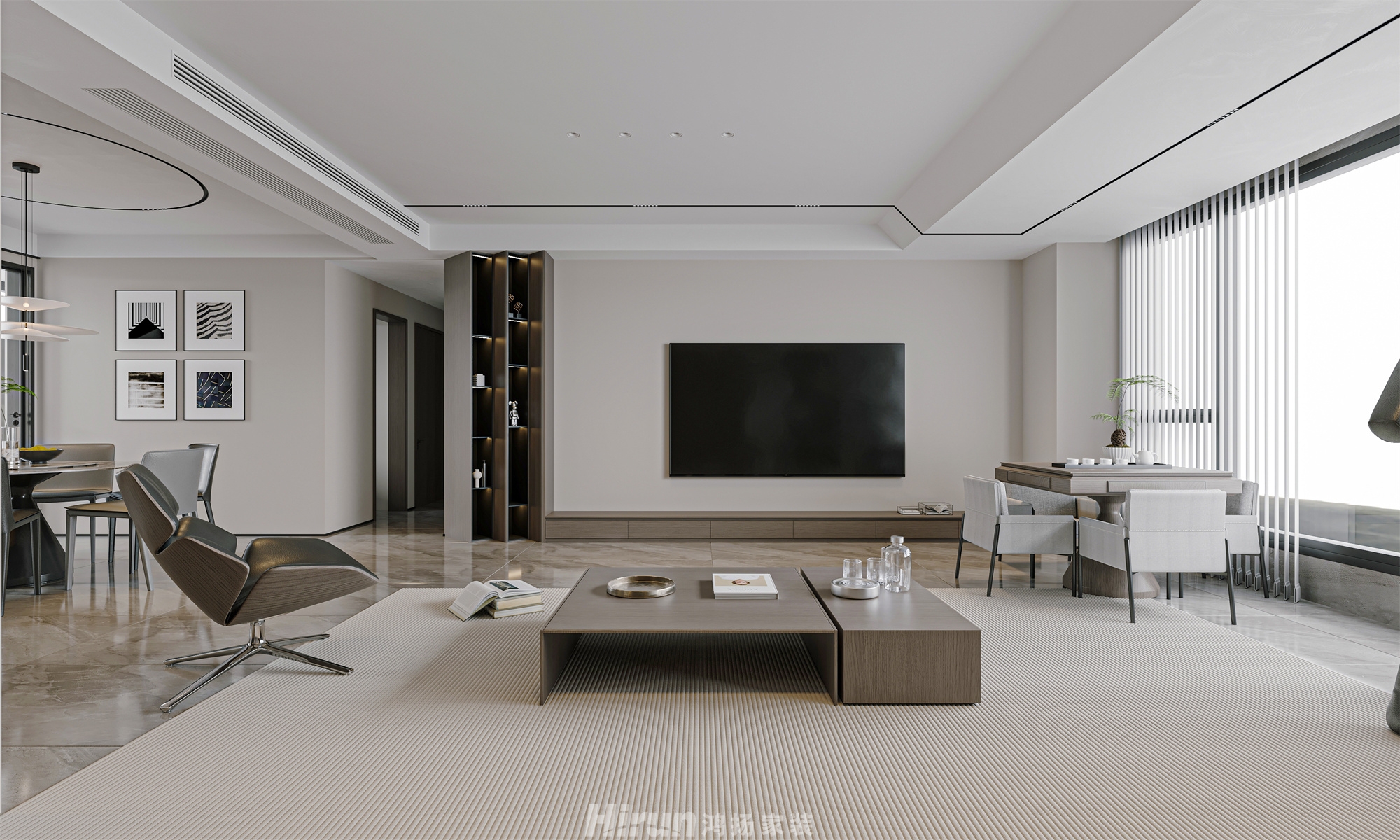 大都匯天悅170㎡新裝飾主義四居室 裝修案例效果圖-3