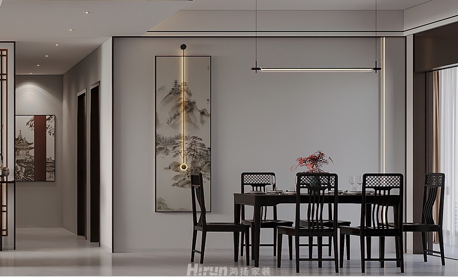 公園央著155㎡意境東方四居室 裝修案例效果圖-3