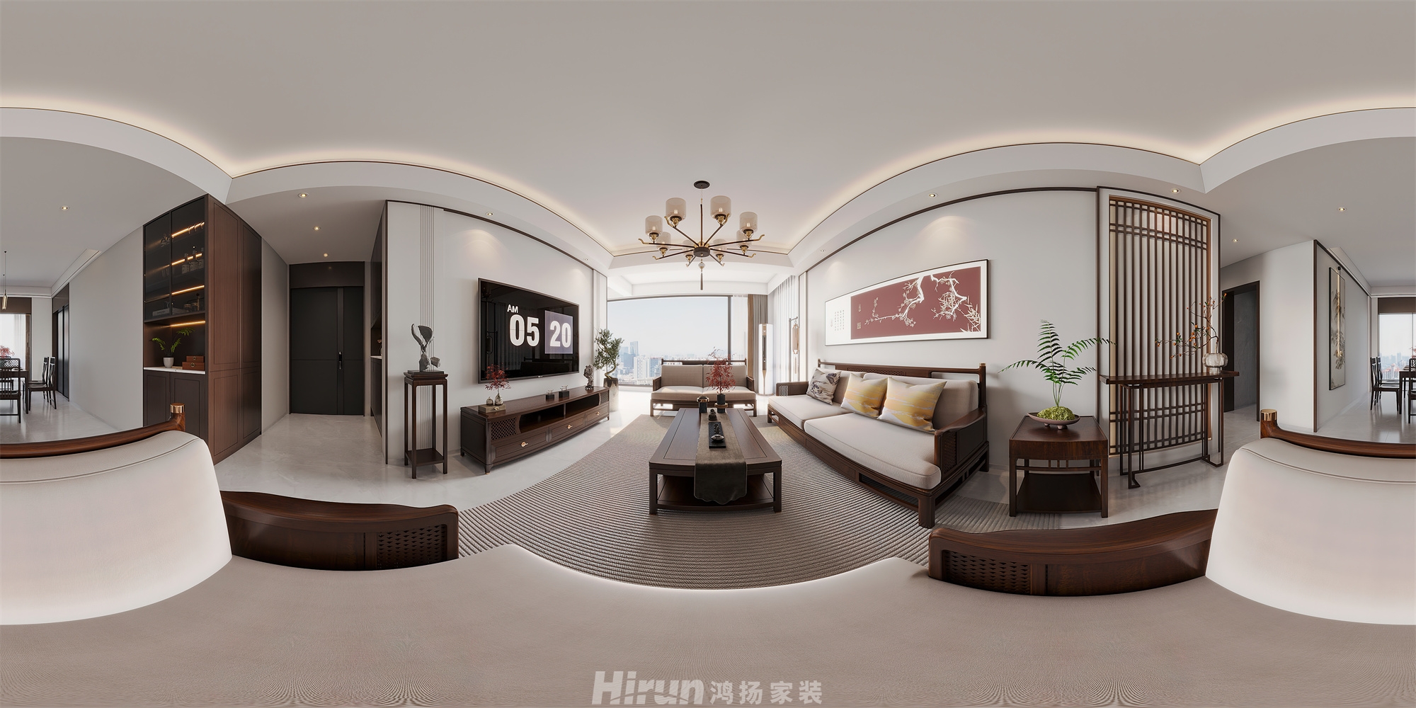 公園央著155㎡意境東方四居室 裝修案例效果圖-6