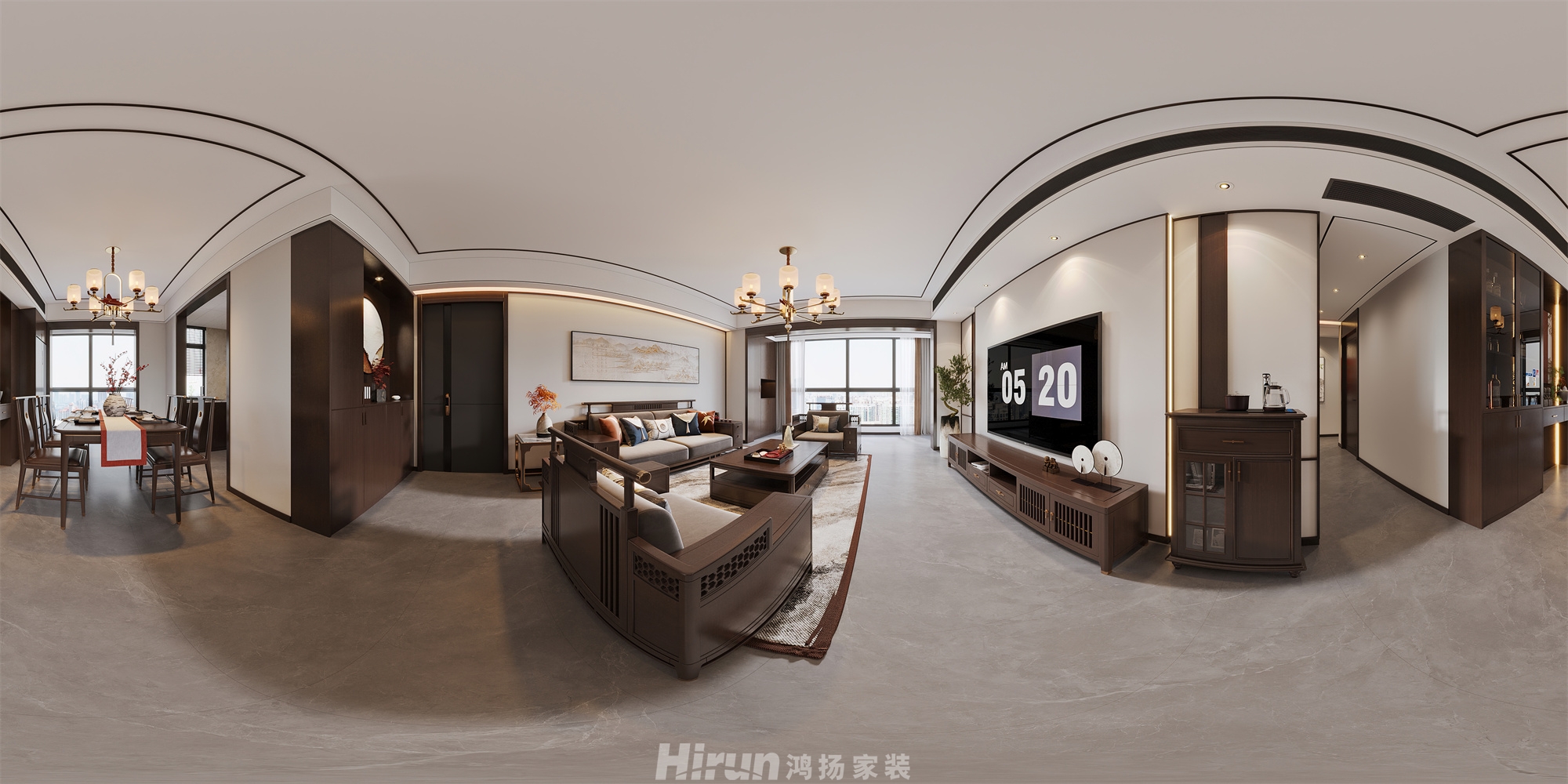 牛津堡128㎡復合寫意三居室 裝修案例效果圖-1