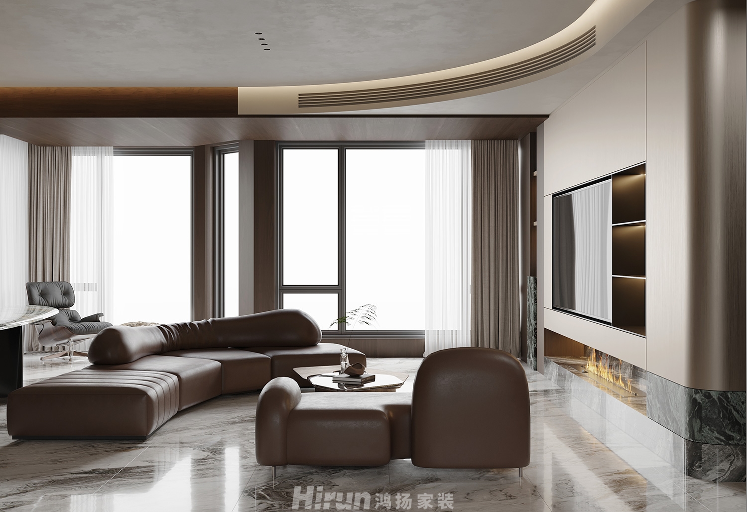 洋湖天序170㎡雅致現代四居室 裝修案例效果圖-5