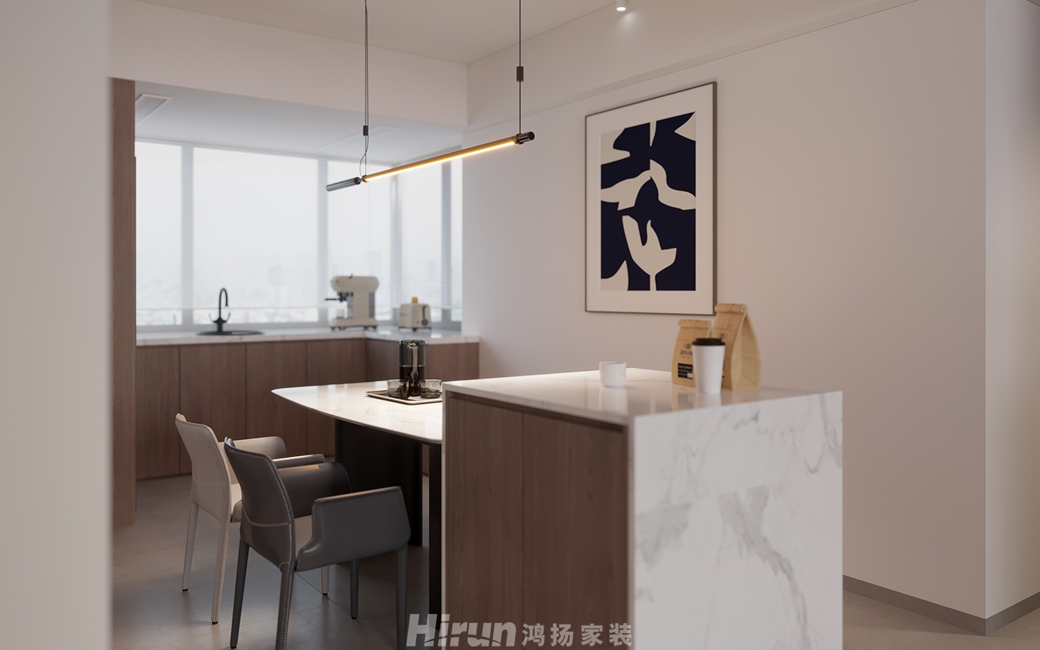 格蘭小鎮(zhèn)180㎡雅致現(xiàn)代四居室 裝修案例效果圖-3