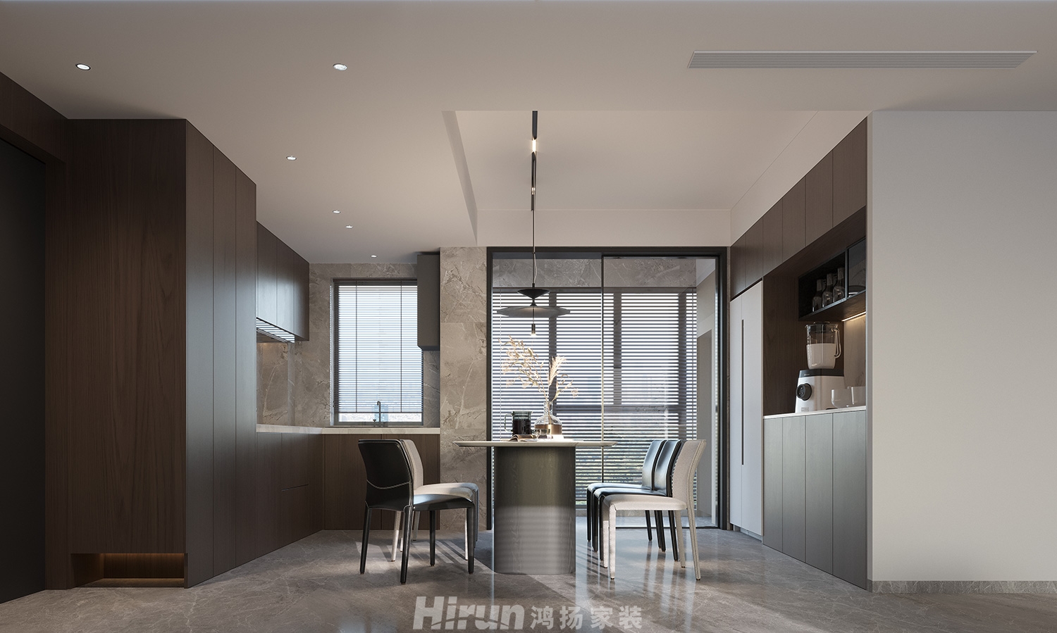 漢唐翰林府140㎡雅致現(xiàn)代四居室 裝修案例效果圖-1