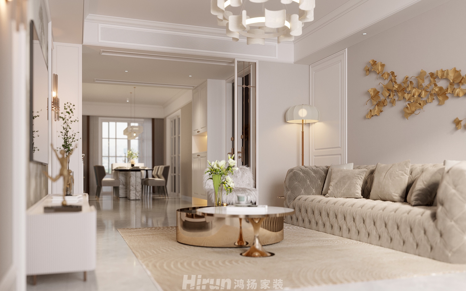 美的梧桐莊園130㎡輕歐簡美四居室 裝修案例效果圖-4