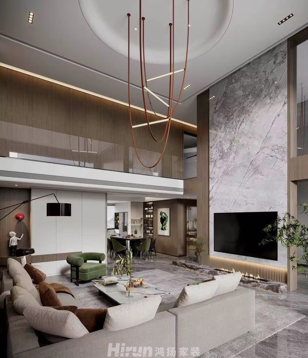 韶山新天名府320㎡雅致現代復式 裝修案例效果圖-5