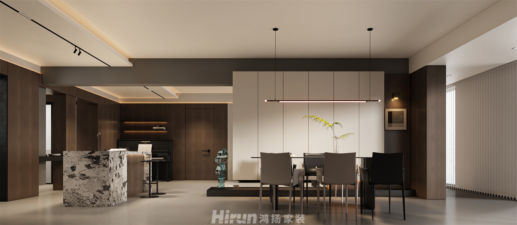 金碧文華160㎡雅致現代三居室 裝修案例效果圖-2