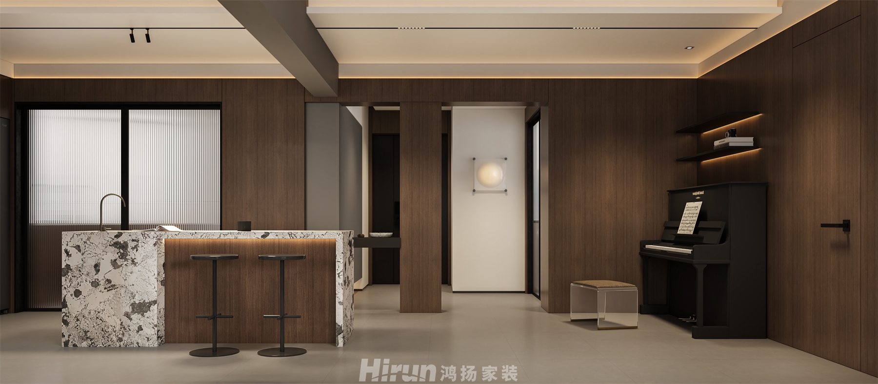 金碧文華160㎡雅致現代三居室 裝修案例效果圖-4