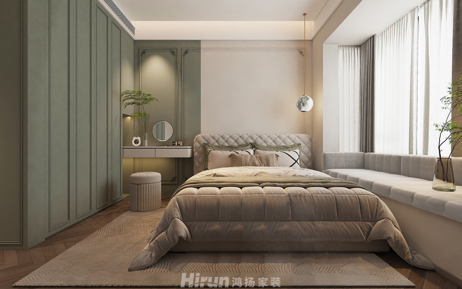 潤和湘江天地180㎡雅致現代四居室 裝修案例效果圖-1