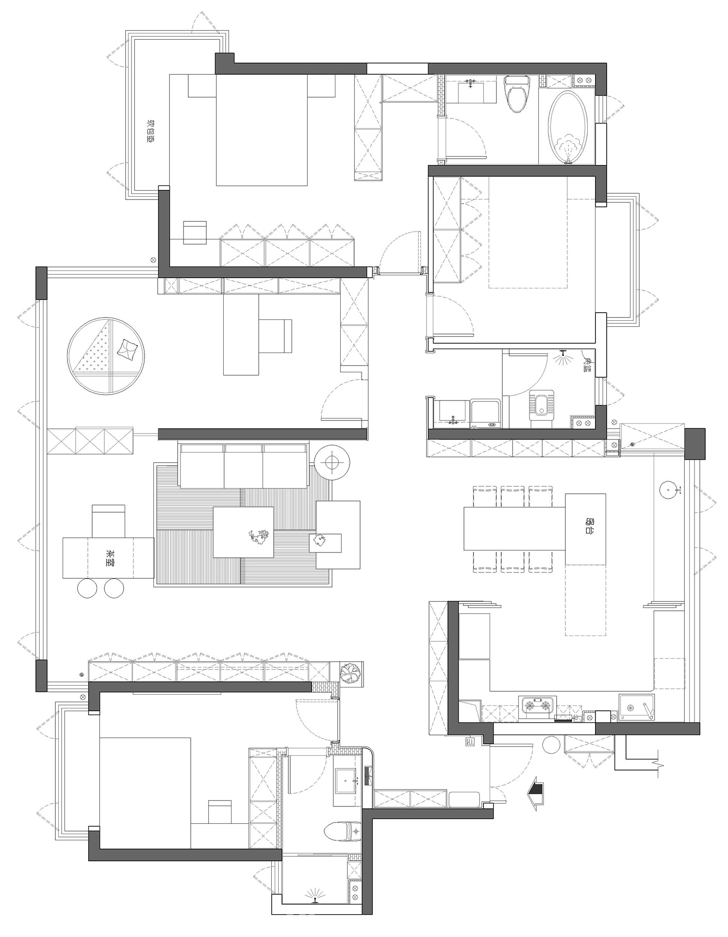 潤和湘江天地180㎡雅致現代四居室 裝修案例效果圖-1