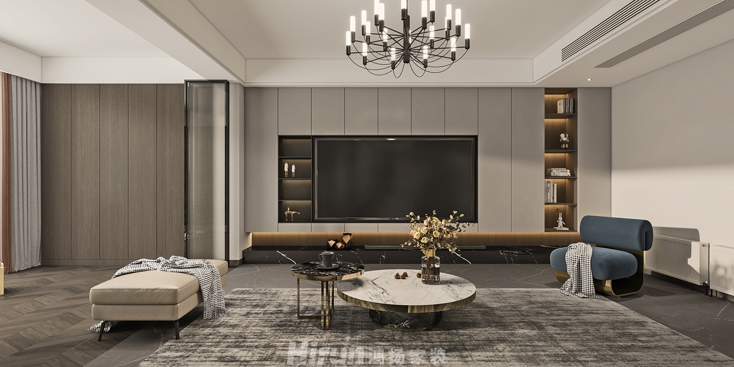 書院觀邸160㎡雅致現(xiàn)代四居室 裝修案例效果圖-6