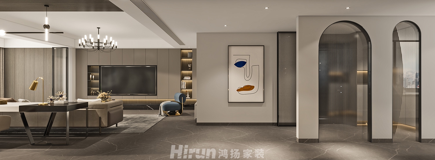 書院觀邸160㎡雅致現(xiàn)代四居室 裝修案例效果圖-2