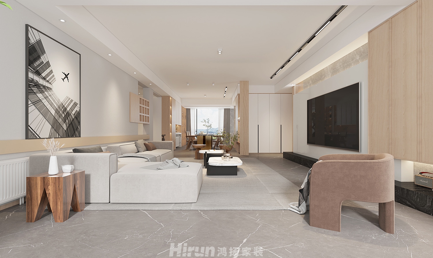 五礦青苑240㎡北歐之光大平層 裝修案例效果圖-6