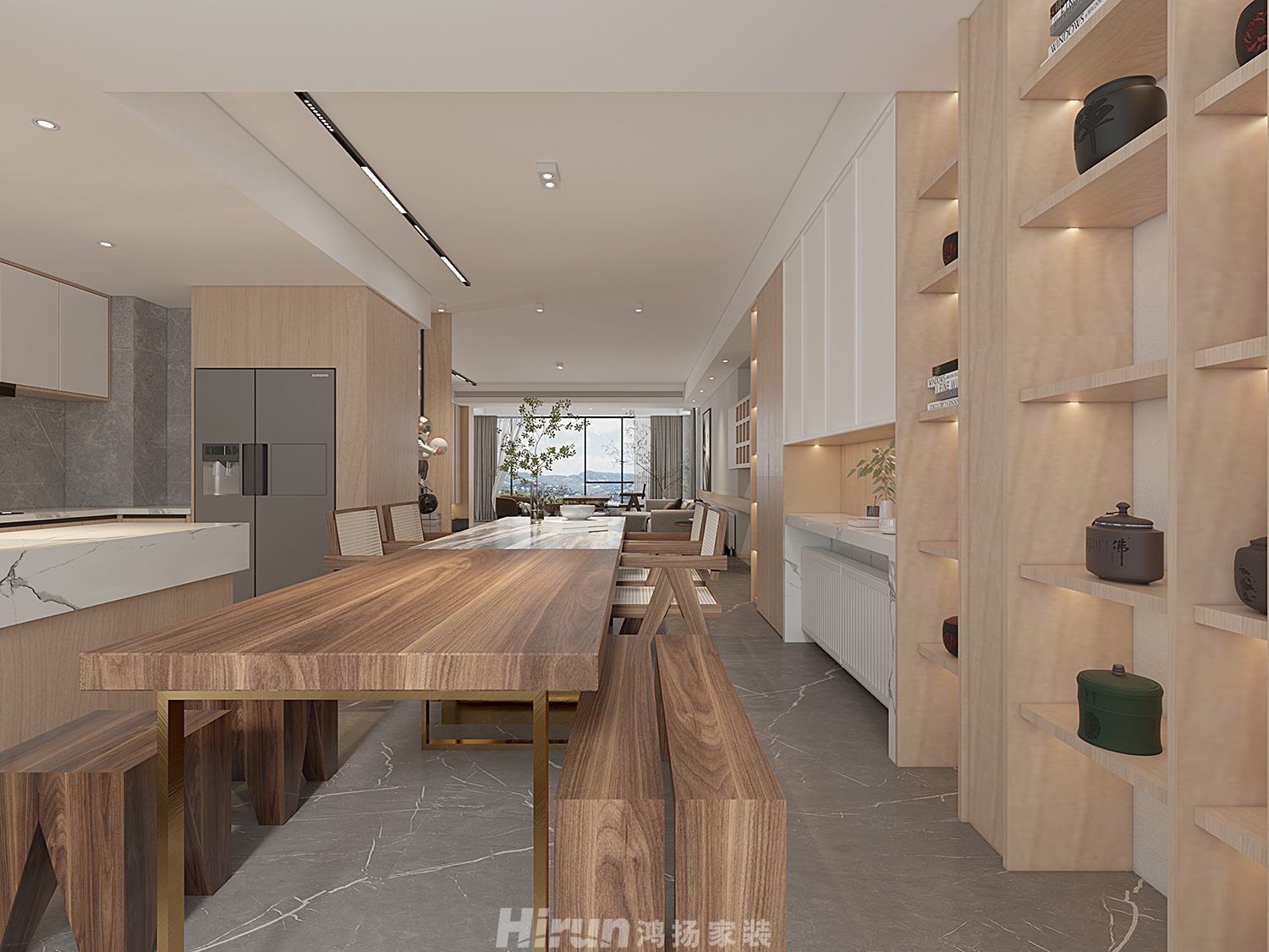 五礦青苑240㎡北歐之光大平層 裝修案例效果圖-3