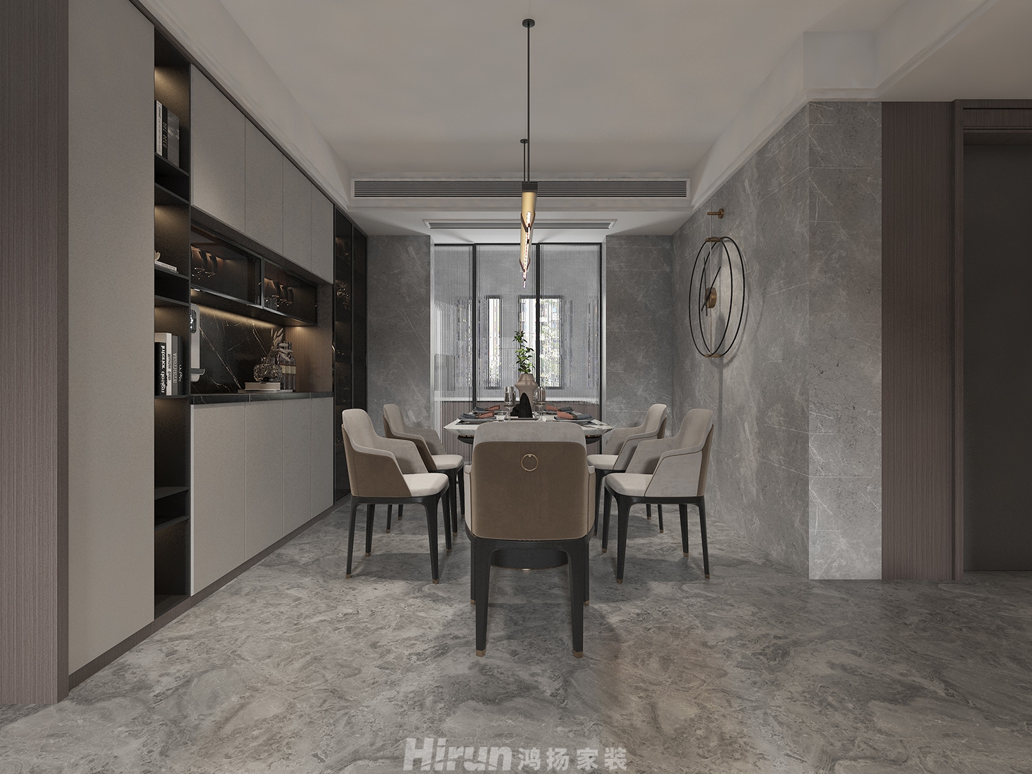 鑫遠尚璽210㎡雅致現代大平層 裝修案例效果圖-3