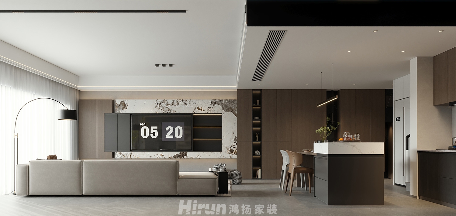 建發(fā)玖洲觀瀾170㎡新裝飾主義四居室 裝修案例效果圖-1